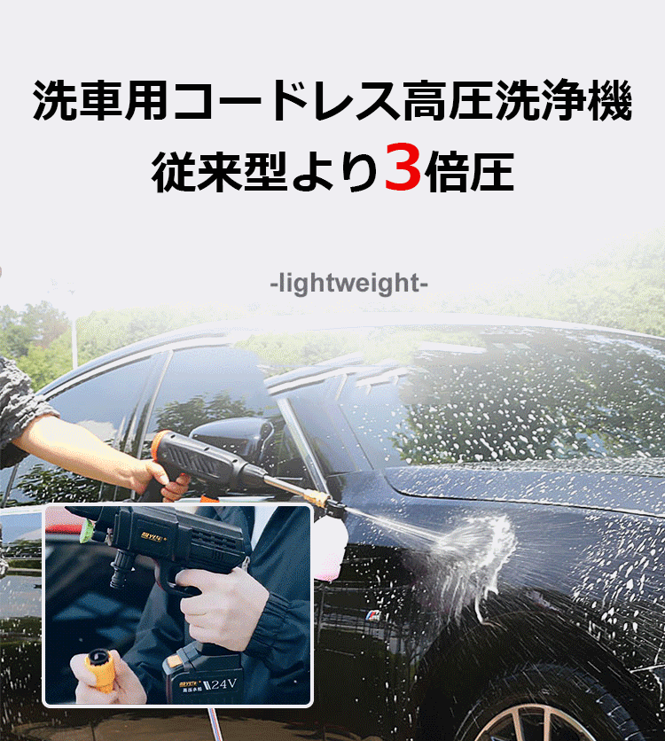 新品の洗車用コードレス高圧洗浄機
