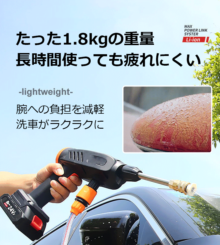 新品の洗車用コードレス高圧洗浄機