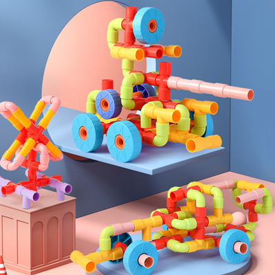 كتل بناء أنابيب المياه لعبة تعليمية للاطفال