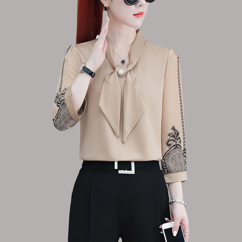 เสื้อเชิ้ตมีเสน่ห์แบบผูกโบว์