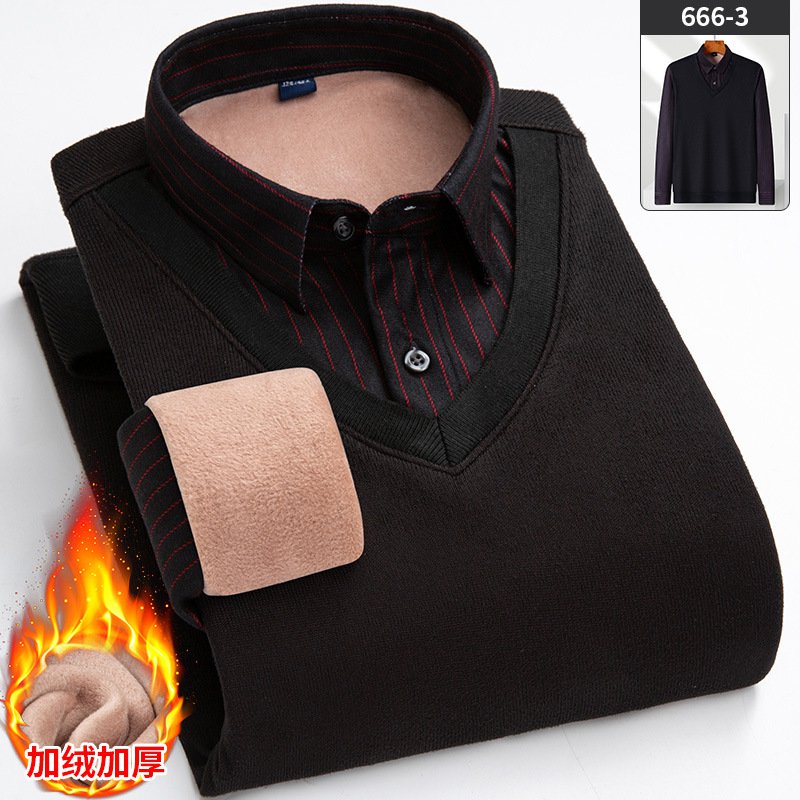 เสื้อเชิ้ตปลอมสองชิ้นสไตล์ลำลอง