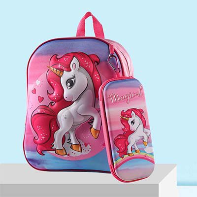 حقيبة مدرسية كرتونية ومقلمة للأطفال