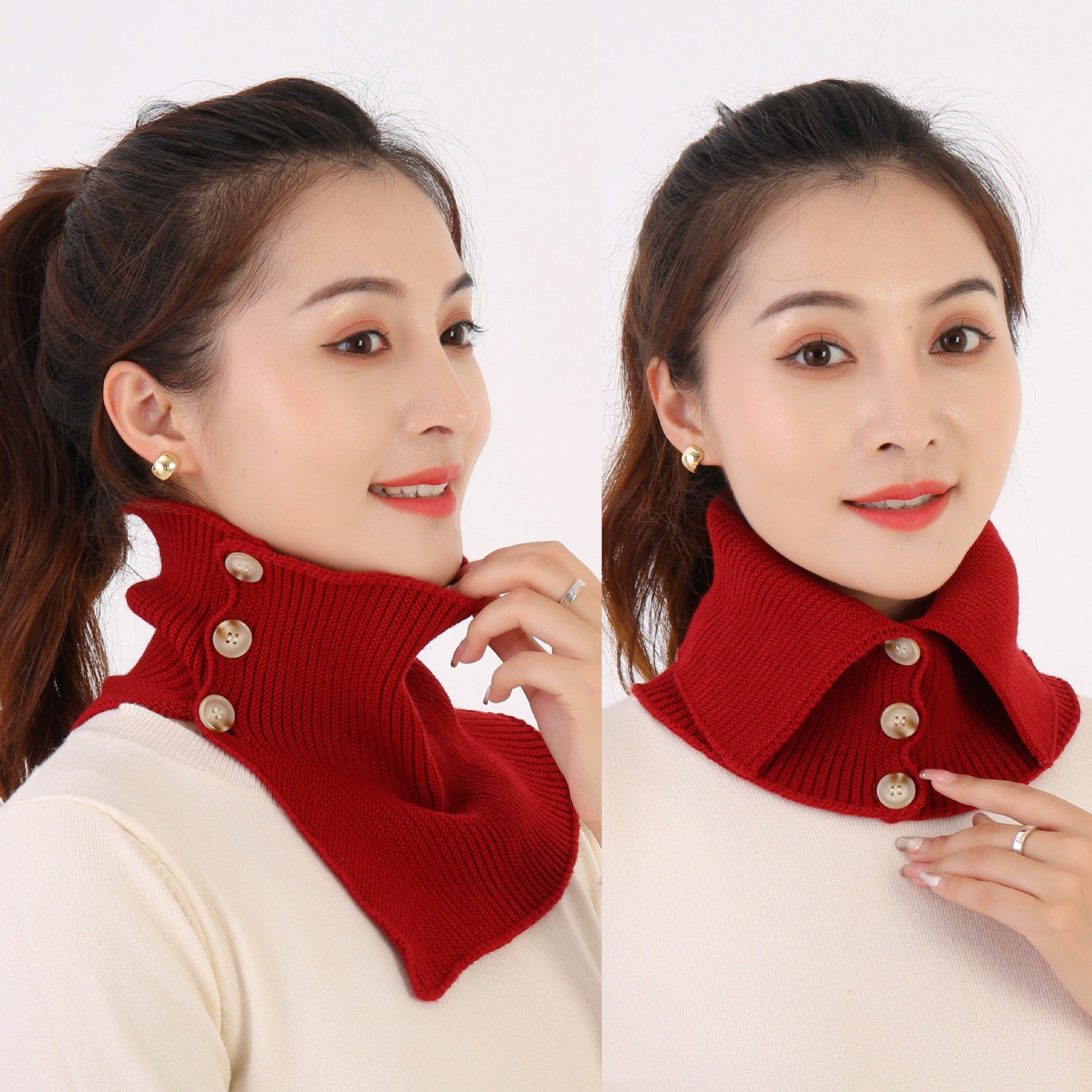 X21102504Ha-ปลอกคอปลอมคงความอบอุ่นแบบแมทช์ง่าย