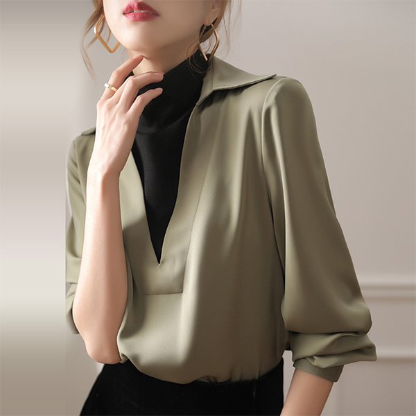 เสื้อเชิ้ตคอเต่าปลอมสองชิ้นแฟชั่น