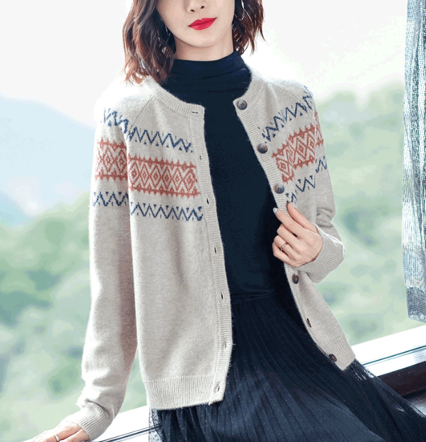 เสื้อถักไหมพรมคอกลมสไตล์ลำลอง