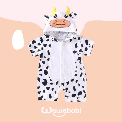 رومبر بأكمام قصيرة مزين بنقشة كرتونية للرضع