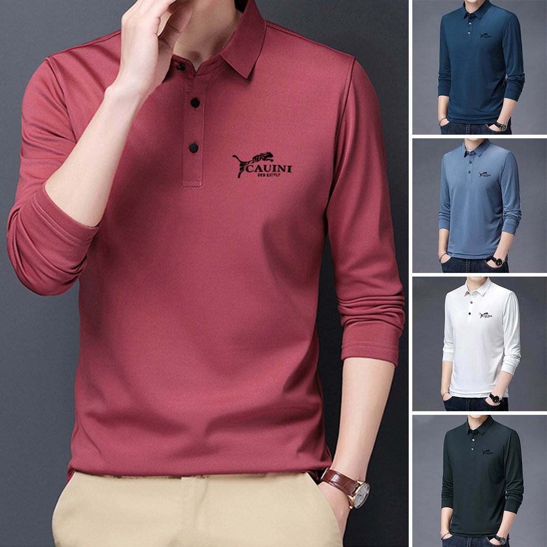 เสื้อโปโลผ้าไหมน้ำแข็งระบายเหงื่อของผู้ชาย  [ปรับอุณหภูมิตามธรรมชาติ]