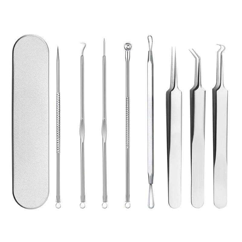 ชุดเครื่องมือกำจัดสิวสแตนเลส 8 ชิ้น