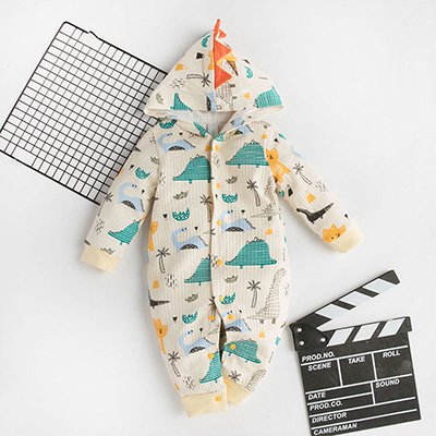 رومبر بنقشة ديناصور مصنوع من قطن نقي للأطفال