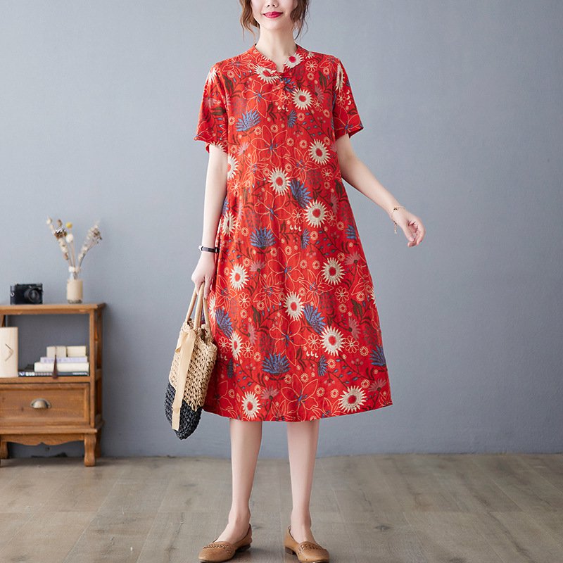 ชุดเดรสลายดอกไม้สไตล์ชนเผ่า