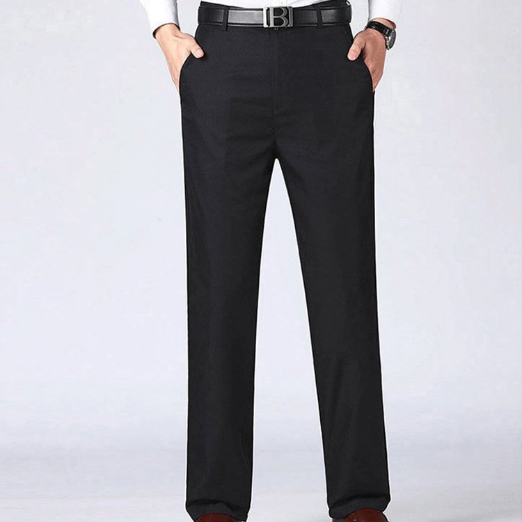 กางเกงสูททรงตรงผ้าไหมน้ำแข็งยางยืดระดับไฮเอนด์