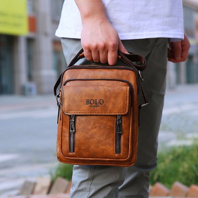 กระเป๋าสะพายข้างหนังแท้ความจุขนาดใหญ่รุ่นผู้ชาย