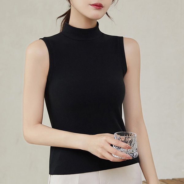 เสื้อแขนกุดคอเต่าผ้ากำมะหยี่สองด้าน