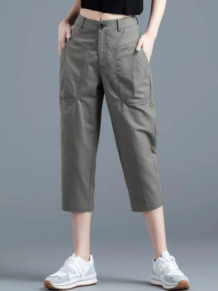 กางเกงฮาเร็มผ้าไหมน้ำแข็งบางเฉียบลำลอง