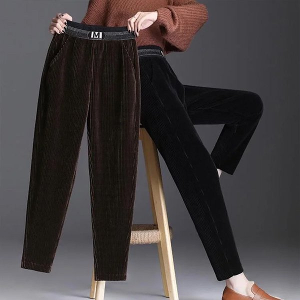 กางเกงฮาเร็มเอวสูงผ้า Chenille