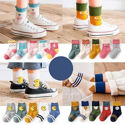 [5 ازواج] الجوارب الأنبوبية المتوسطة للأطفال