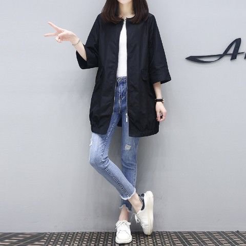 เสื้อโค้ทคอกลมทรงหลวมมีออร่าสำหรับผู้หญิง