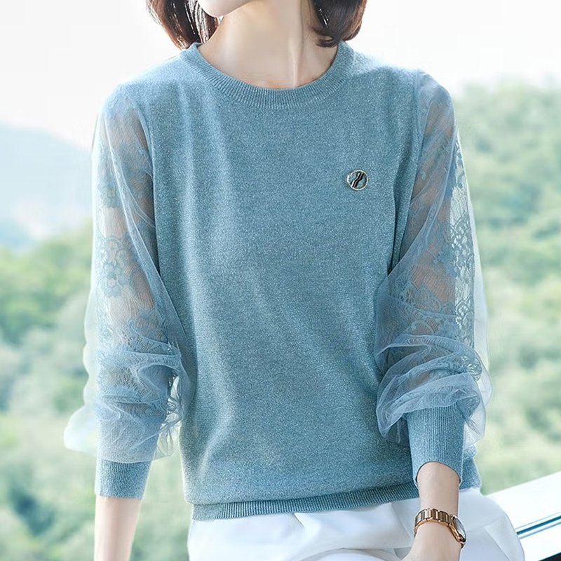 レーススリーブ薄手トップス