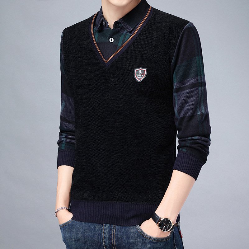 เสื้อไหมพรมผู้ชาย แบบสองชั้น