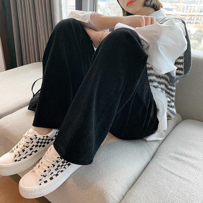 กางเกงขาบานผ้าเชนิลล์ลำลอง