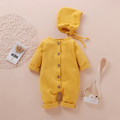 رومبير طويل الكم مع قبعة من قطيفة لون ساده