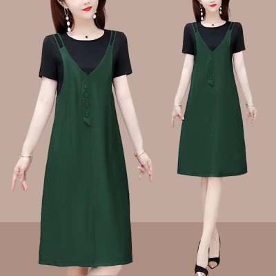 ชุดเดรสไซส์ใหญ่ปลอมสองชิ้น