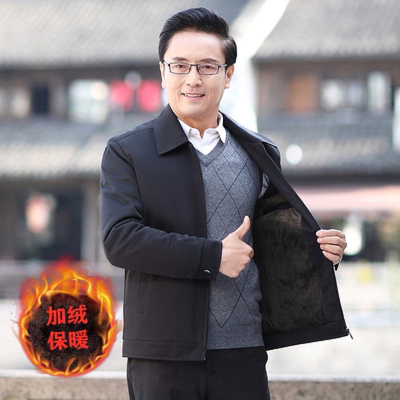 เสื้อแจ็คเก็ตคอพับเพิ่มกำมะหยี่รุ่นผู้ชาย