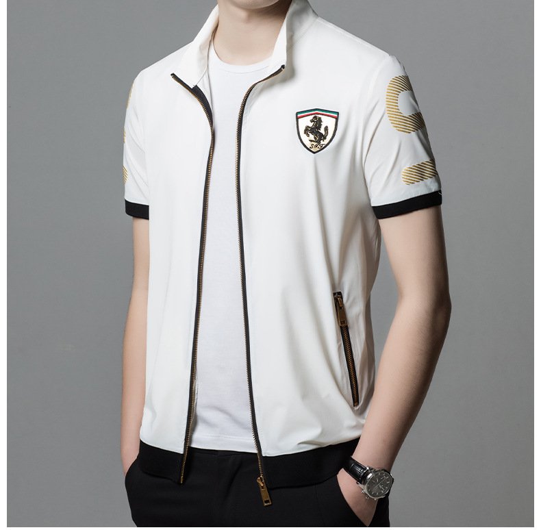 เสื้อโค้ทแขนสั้นฟิตตัวสไตล์เกาหลีของผู้ชาย